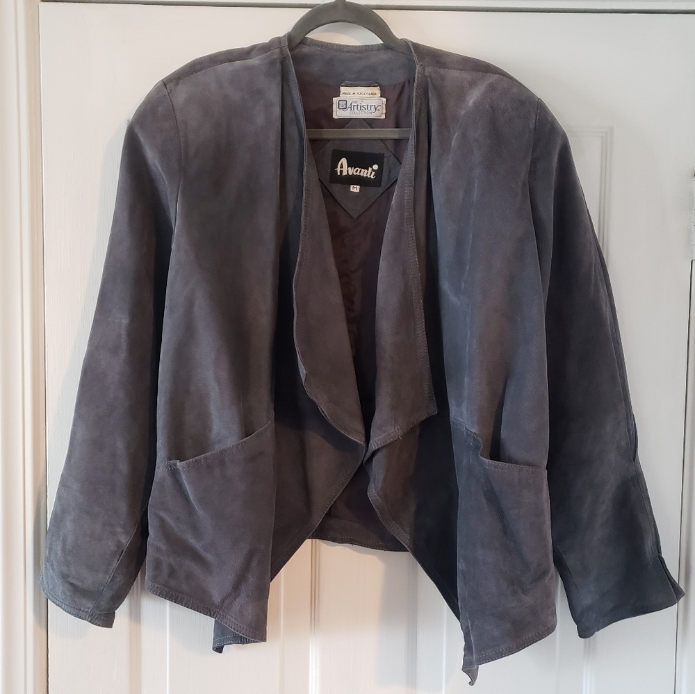 Vintage Avanti Leather Jacket with Shoulder Pads